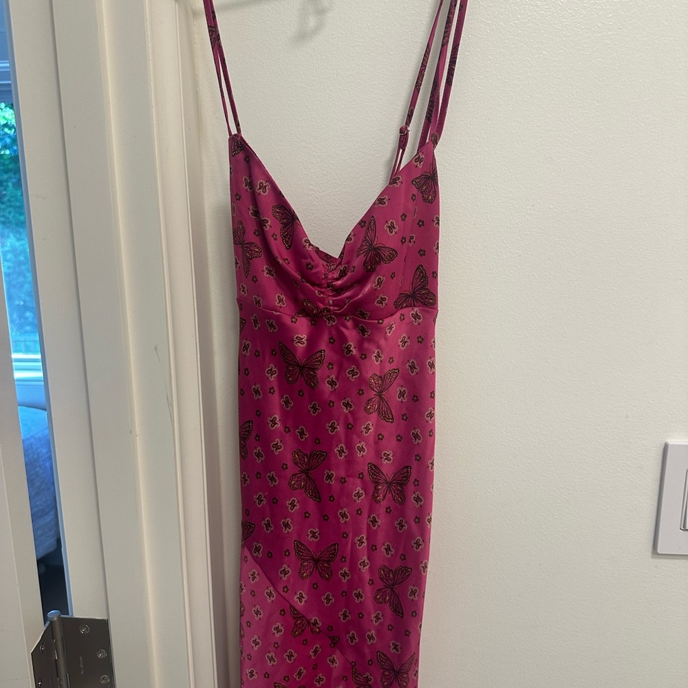 Pink Butterfly Print Dress